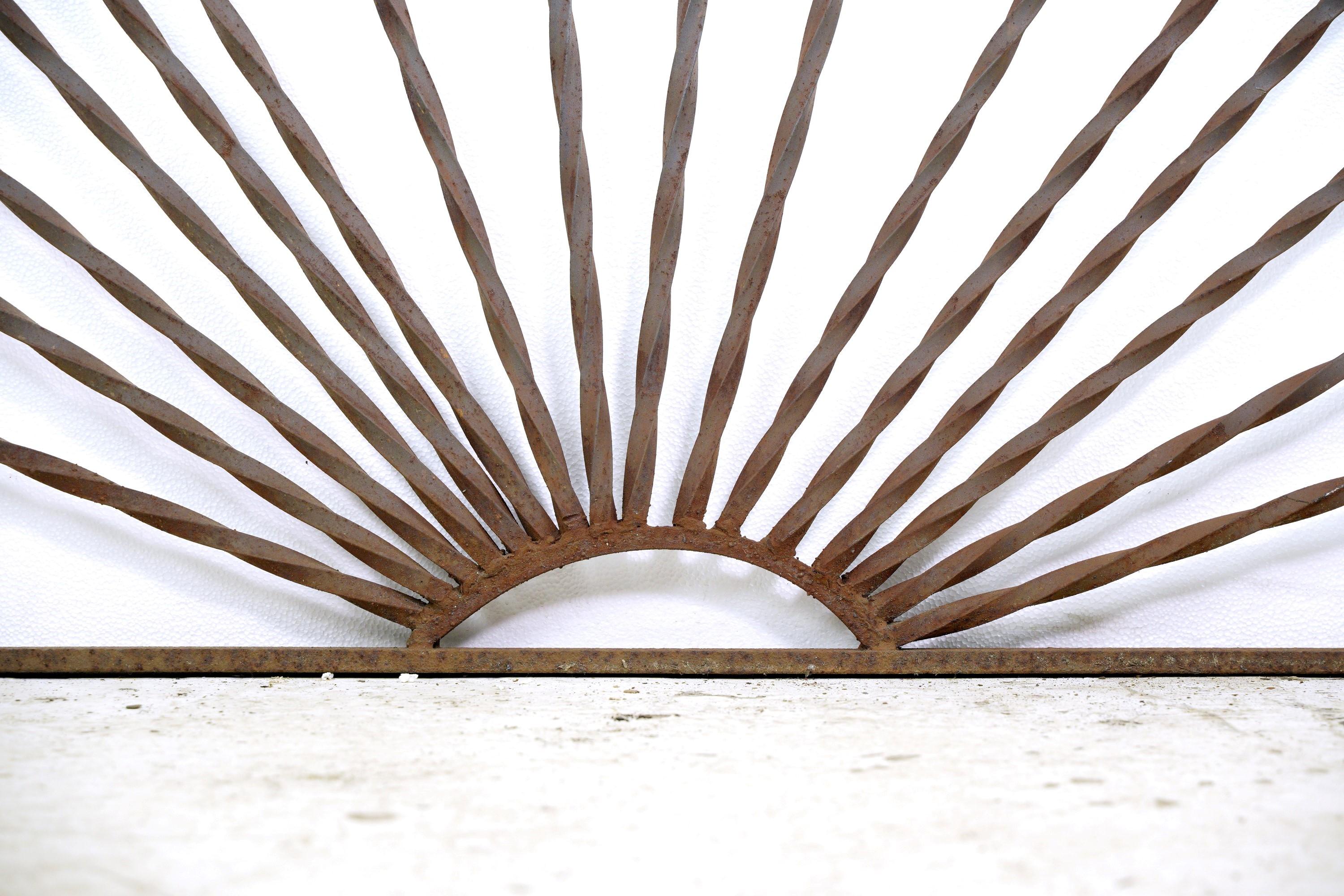 American Sunburst Swirl Pattern 54 in.Wide Wrought Iron Yard Gate For Sale