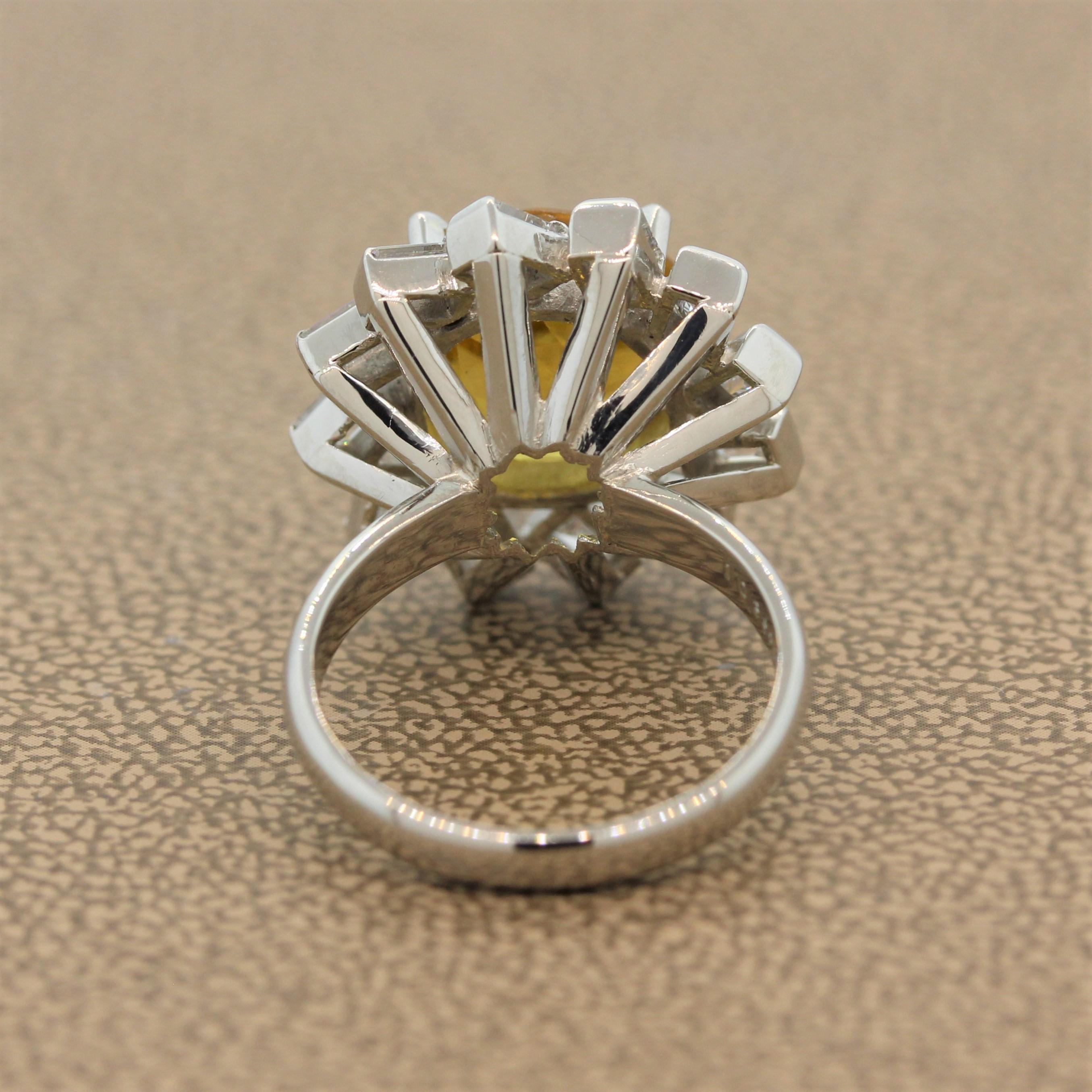 Women's Sunburst Tourmaline Diamond Platinum Ring For Sale