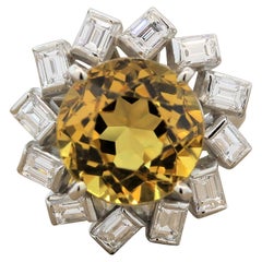 Used Sunburst Tourmaline Diamond Platinum Ring