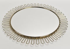 Sunburst Wall Brass Loop Mirror by Josef Frank for Svenskt Tenn Sweden, 1950s