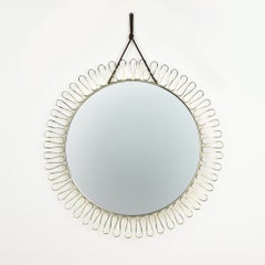 Sunburst Wall Brass Loop Mirror by Josef Frank for Svenskt Tenn Sweden, 1950s