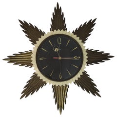 Retro Sunburst Wall Clock from Metamec, 1960s