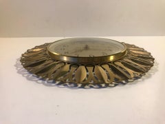 Sunburst Wall Clock in Brass by Richter, Germany, 1960s