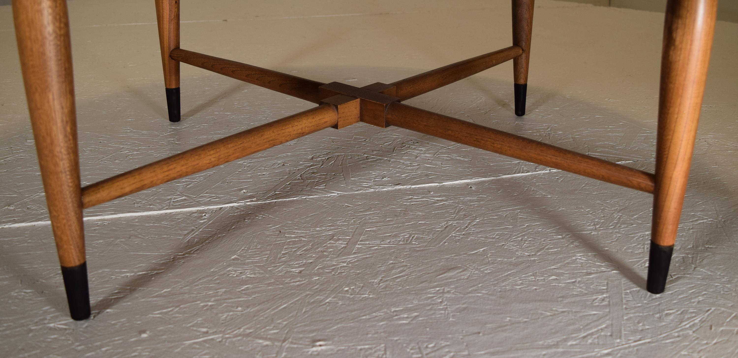 Mid-20th Century Sunburst Walnut Coffee Table with Dove Tail