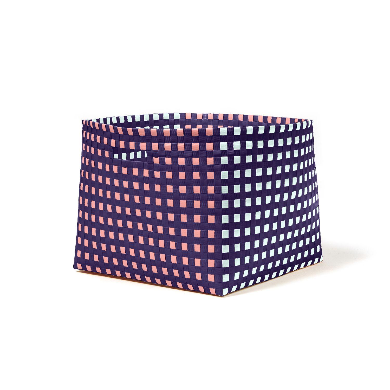 Sunchos paper bin by Pauline Deltour
Materials: 100% recycled Polypropylene
Dimensions: D 22 x W 22 x H 30 cm 
Available in colors: salmon/ lilac/ turquoise, black/ white, orange/ beige/ pink. Available in other sizes.

The Suncho box is a