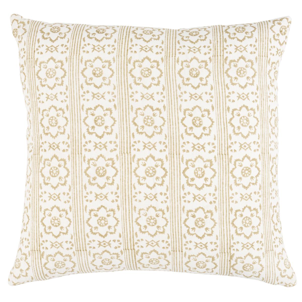 Sunda Hand Blocked Print Pillow in Neutral 16 x 16 " For Sale