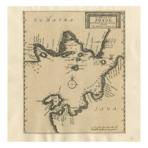 Sunda Strait Sea Chart, Sumatra and Java, Dutch Engraving c.1700