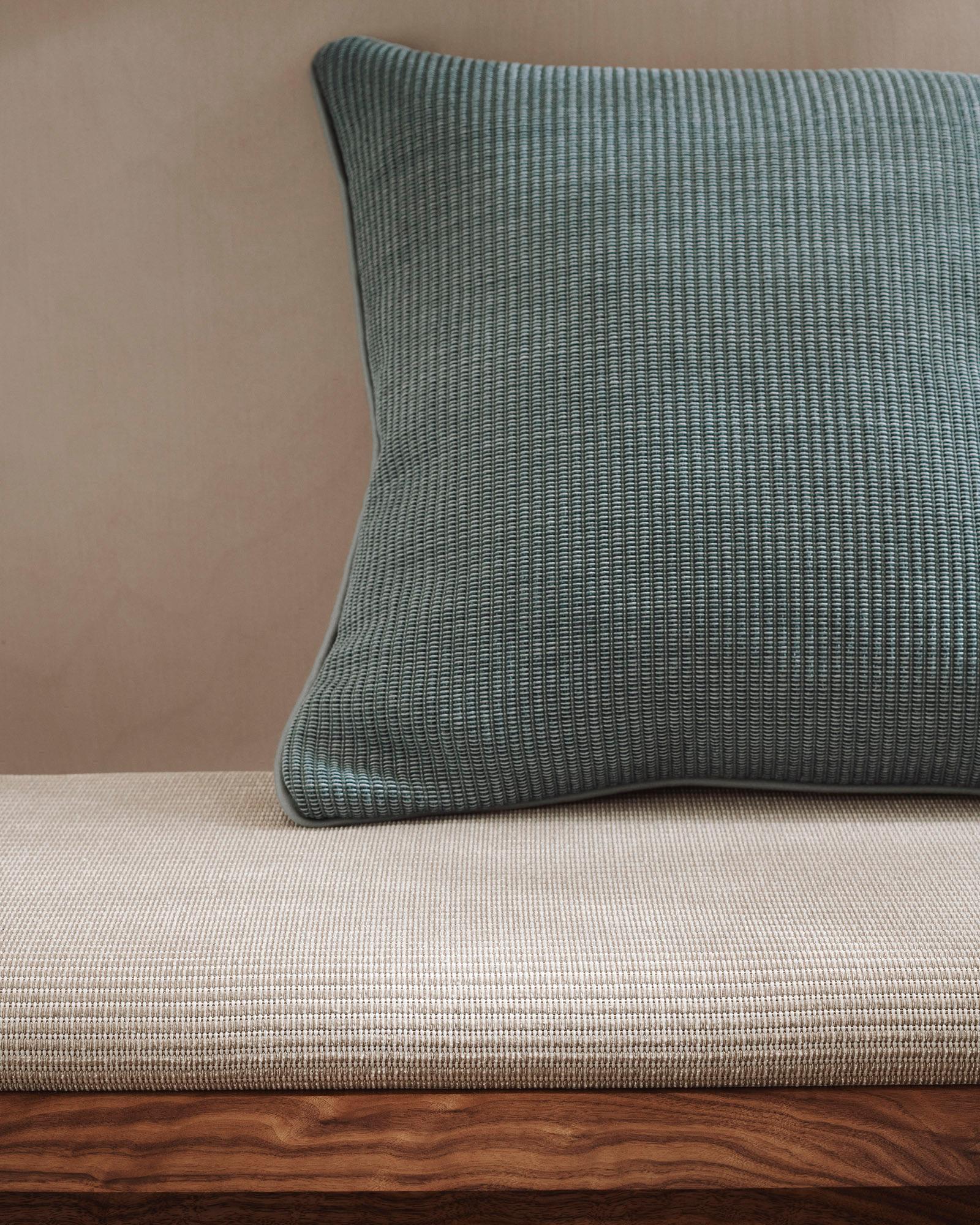 Contemporary Sunday Bench Walnut and Boucle For Sale