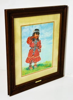 "Sunday Best" Painting of a Native American Girl by Carol Theroux (1930-2021)