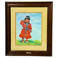 Vintage "Sunday Best" Painting of a Native American Girl by Carol Theroux (1930-2021)