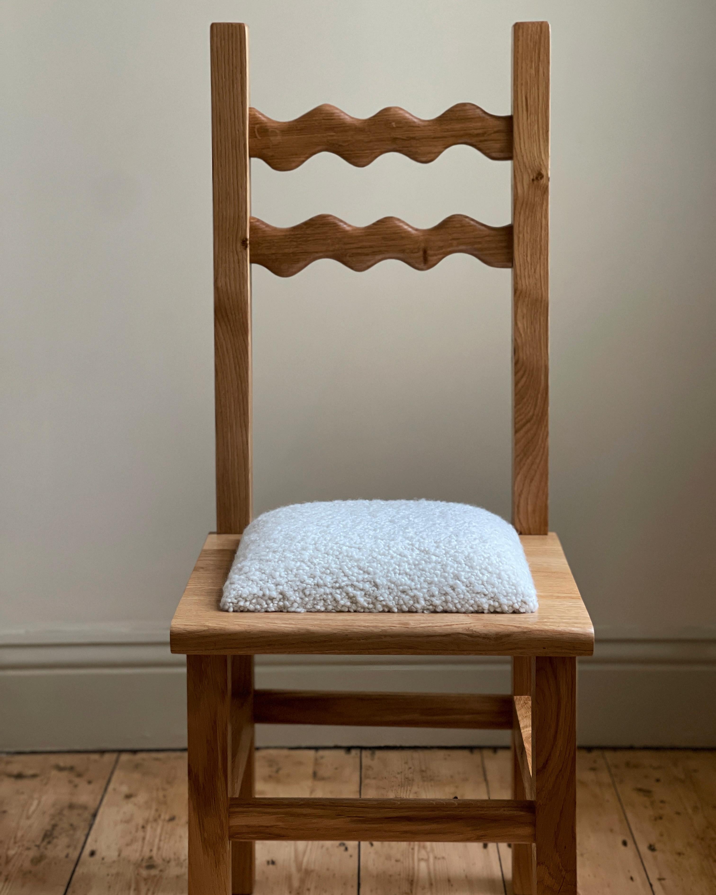 Part of the Sunday collection exclusive to Alexander & Ellis, and designed by Founder Oliver A-J, the Sunday Chair was designed and handcrafted in house with the finest Oak and Bouclé upholstery. 
Available in other wood species’ and fabrics, the