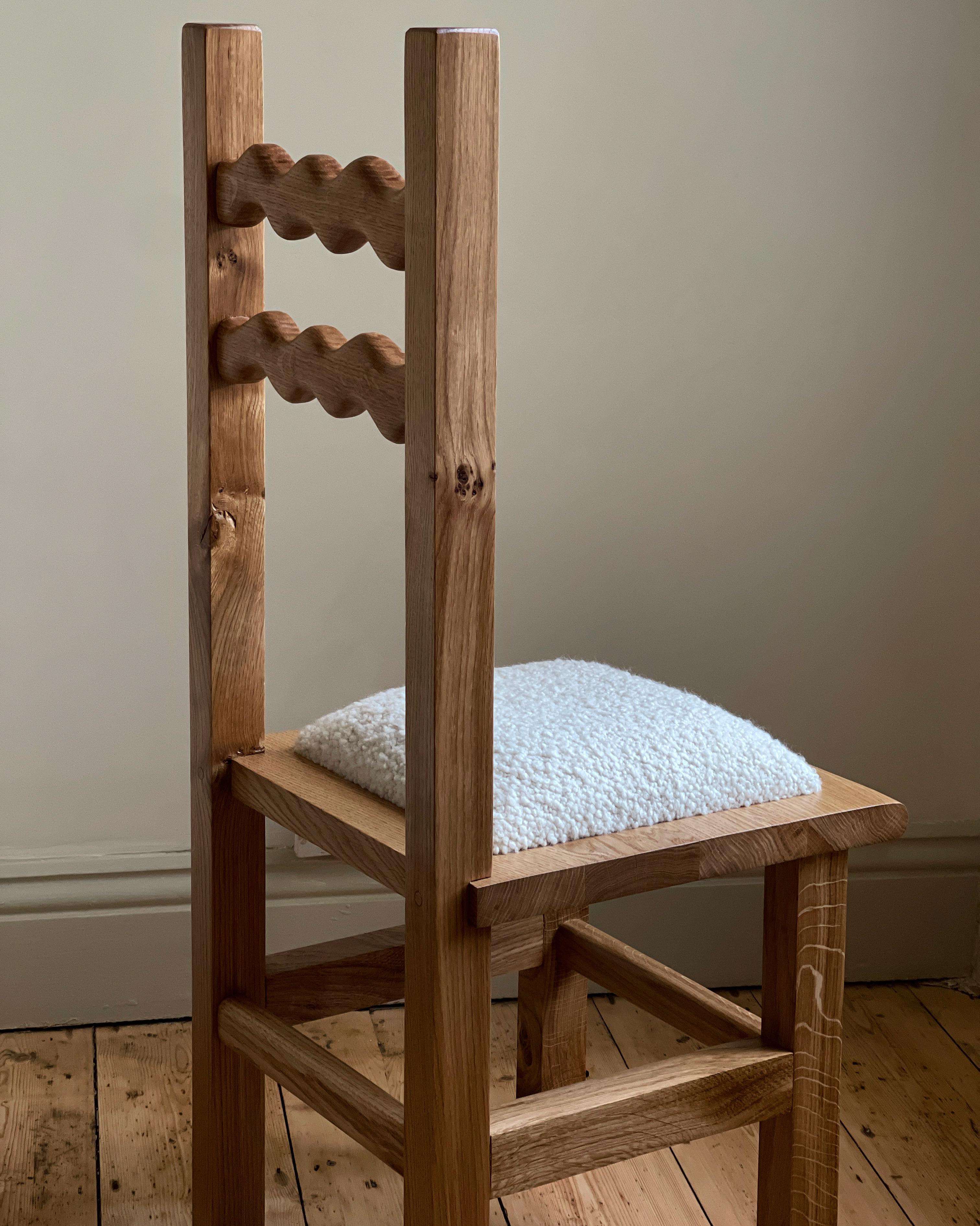 British Sunday Chair Oak and Boucle For Sale