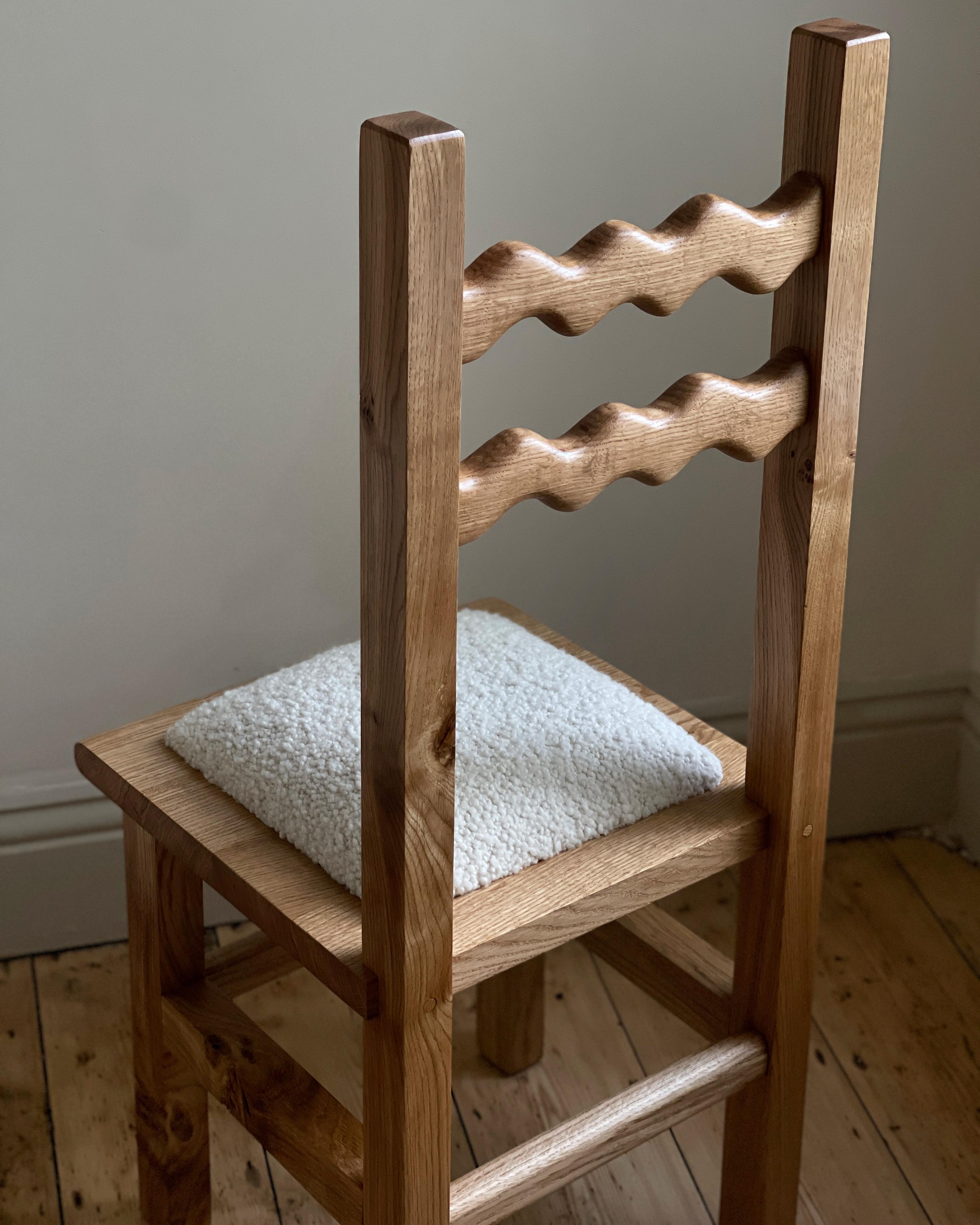 Woodwork Sunday Chair Oak and Boucle For Sale