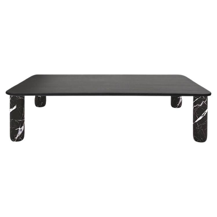Sunday Coffee Table Black Marble (Marquina) Legs - Black Stained Wood Table Top