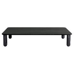 Table basse Sunday aux pieds en marbre noir « Marquina », plateau en bois teinté noir