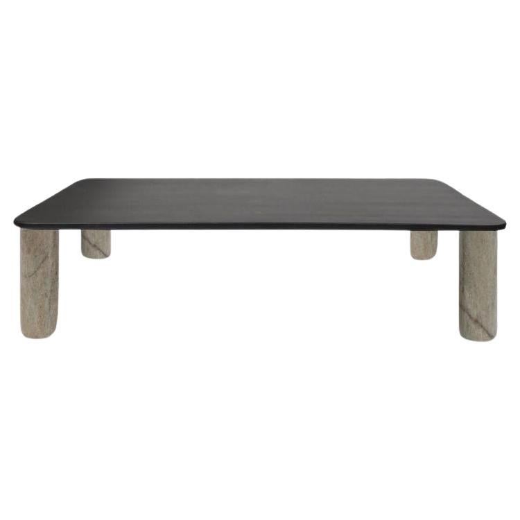 Table basse Sunday Pieds en marbre vert (Indian Wood) - Table en bois teinté noir 