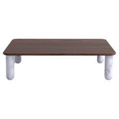Sunday Coffee Table, White Legs Walnut Top by JB Souletie for La Chance