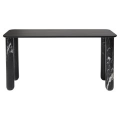 Console Sunday, pieds noirs, plateau noir 200 x 50 cm par J-B Souletie pour La Chance