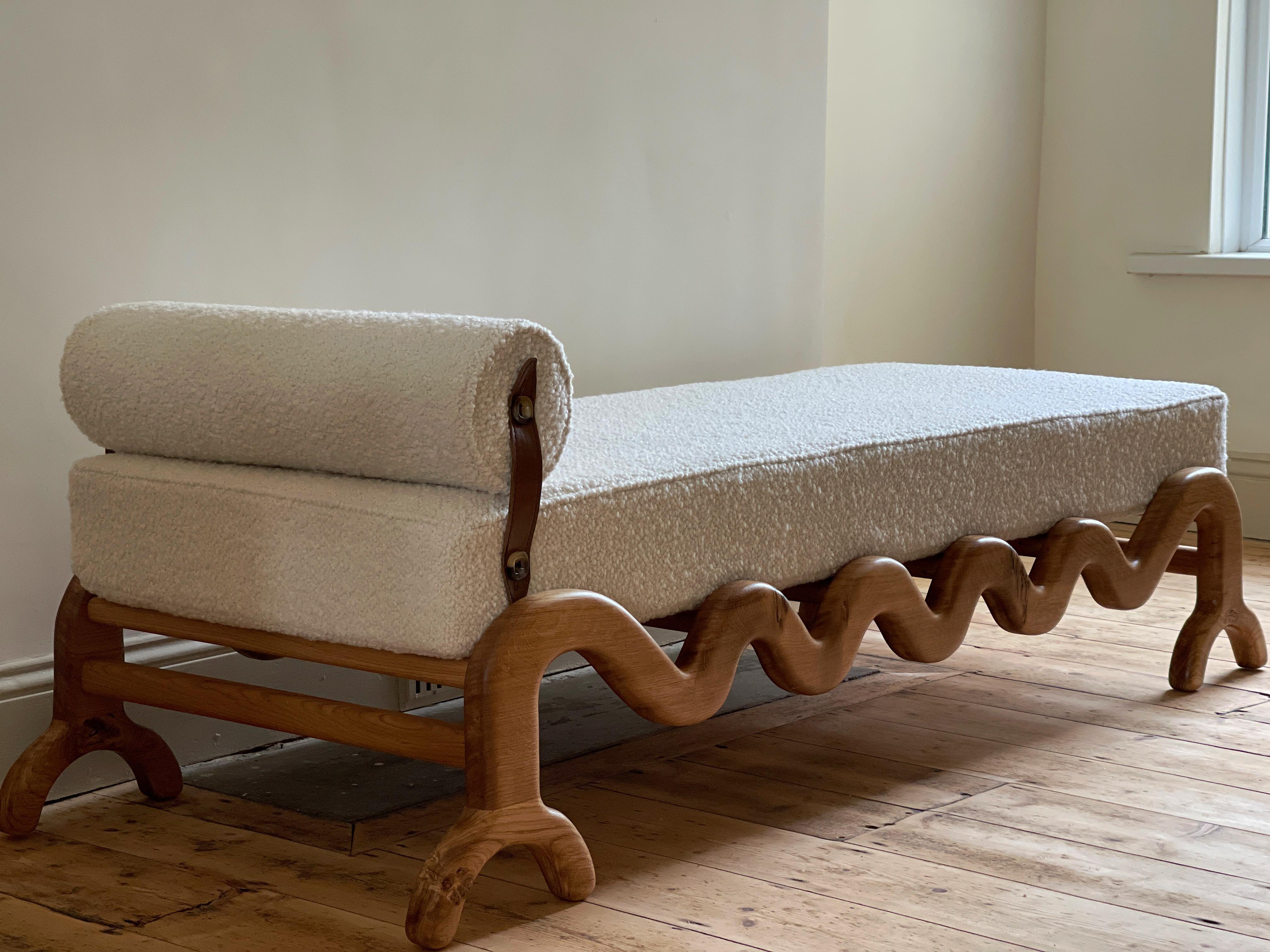 Part of the Sunday collection exclusive to Alexander & Ellis, and designed by Founder Oliver A-J, the Sunday Day Bed was designed and handcrafted in house with the finest Oak and Bouclé upholstery. 

Available in other wood species’ and fabrics, the