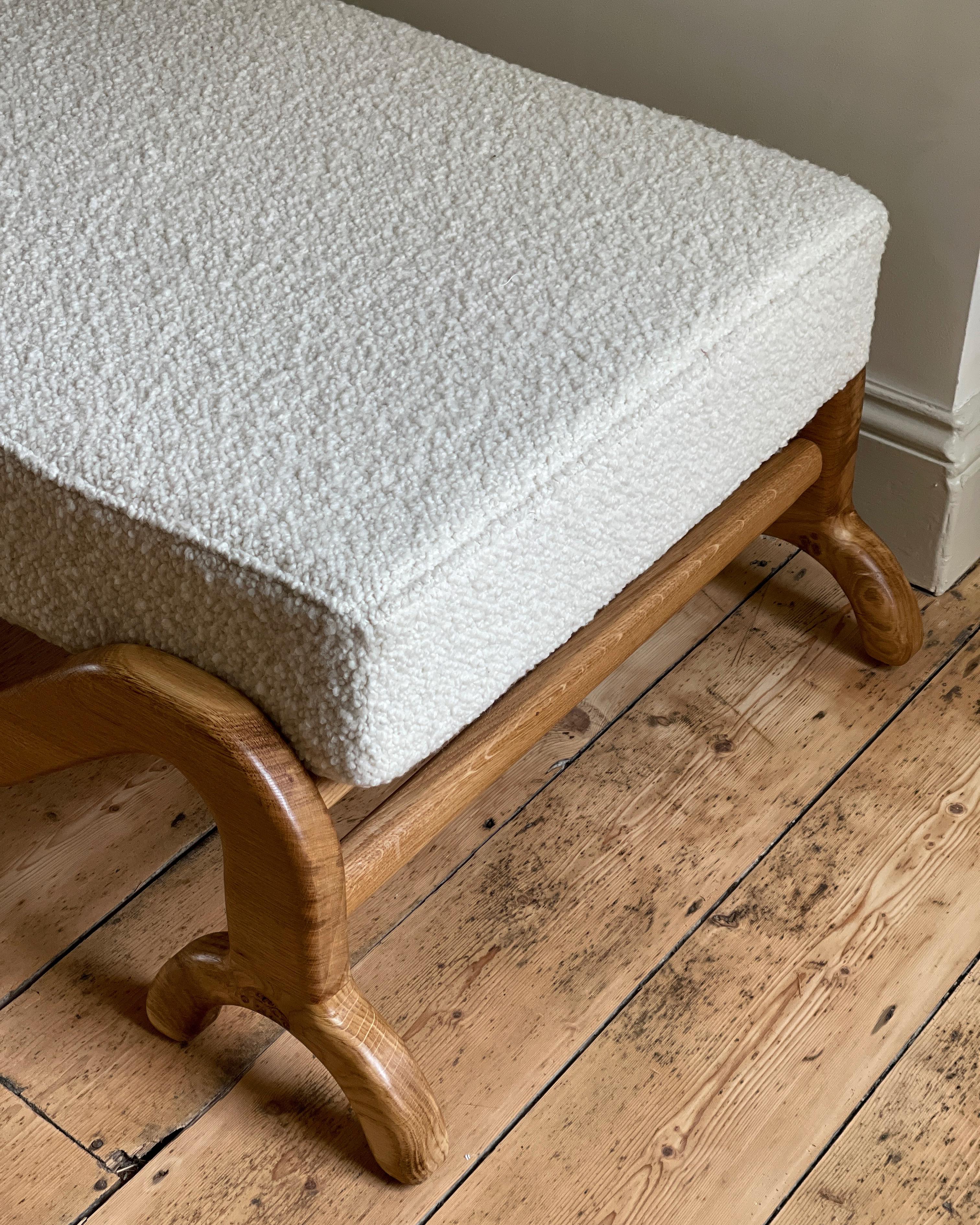 British Sunday Daybed Oak and Boucle For Sale