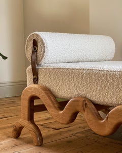 Custom Oak & Cream Bouclé Daybed by Fosfeen Handcrafted, Made to Order (Wide)