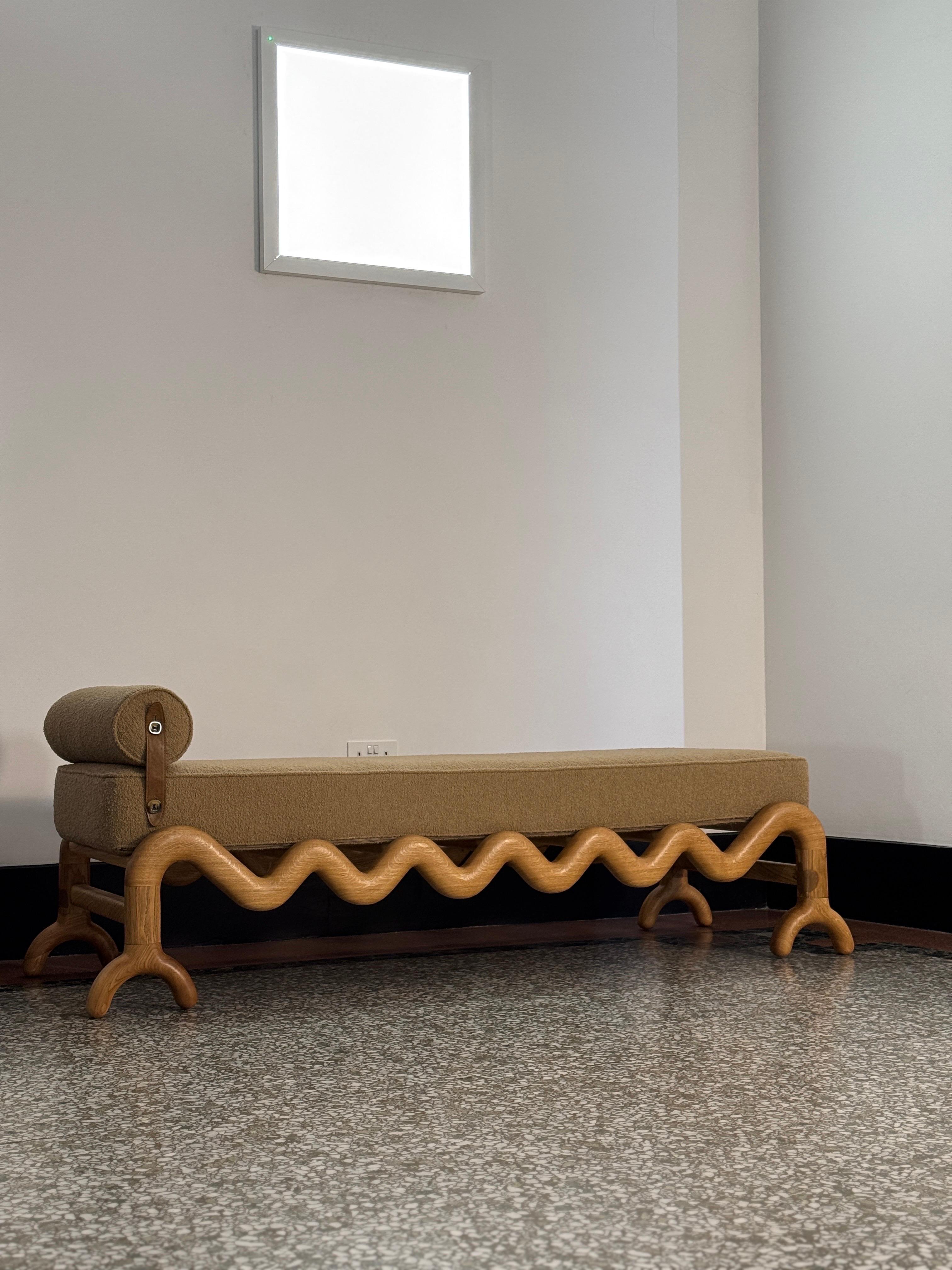 Sunday daybed Roble y marrón Boucle Carpintería en venta