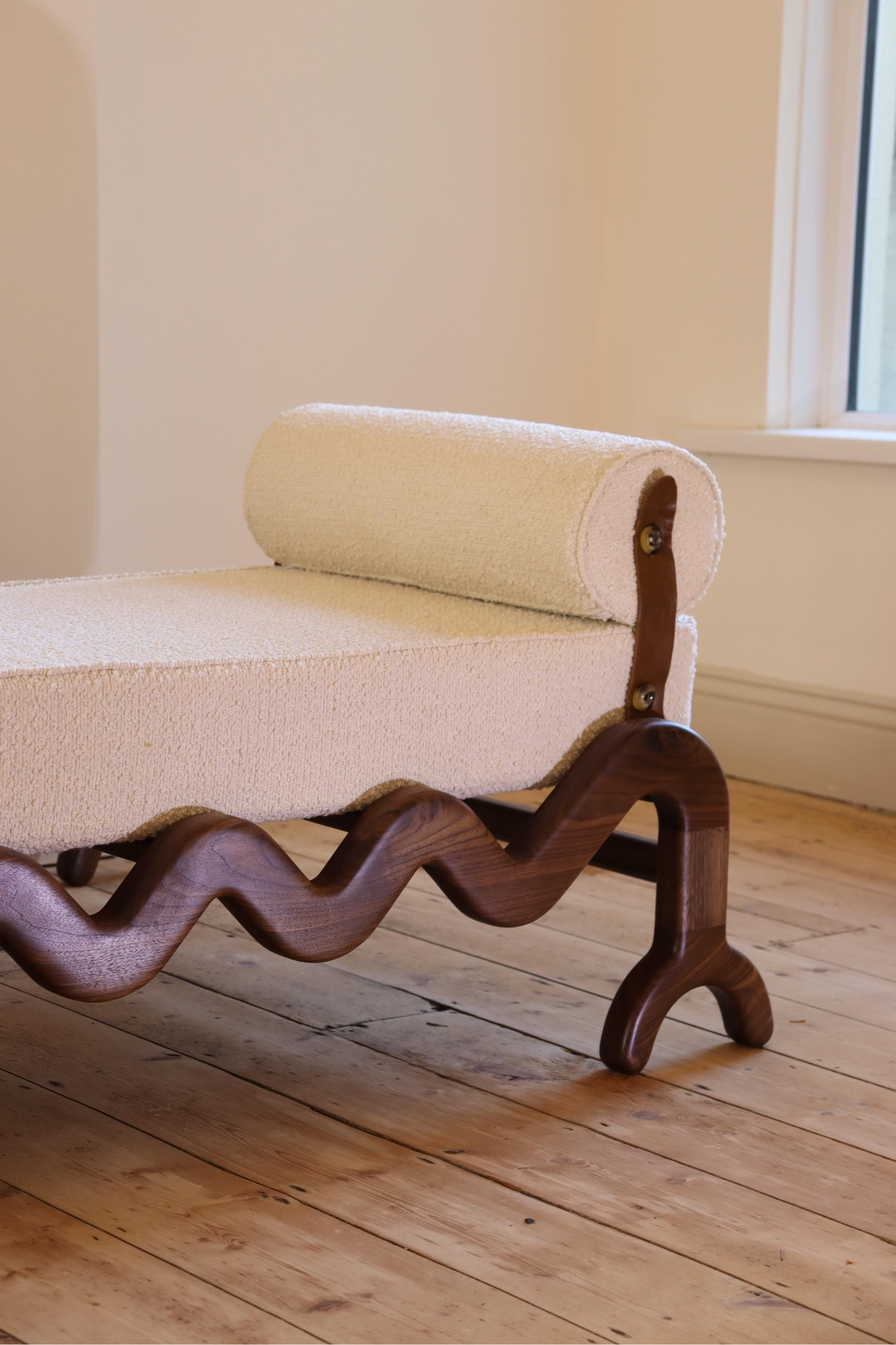Post-Modern Sunday daybed walnut and Boucle For Sale