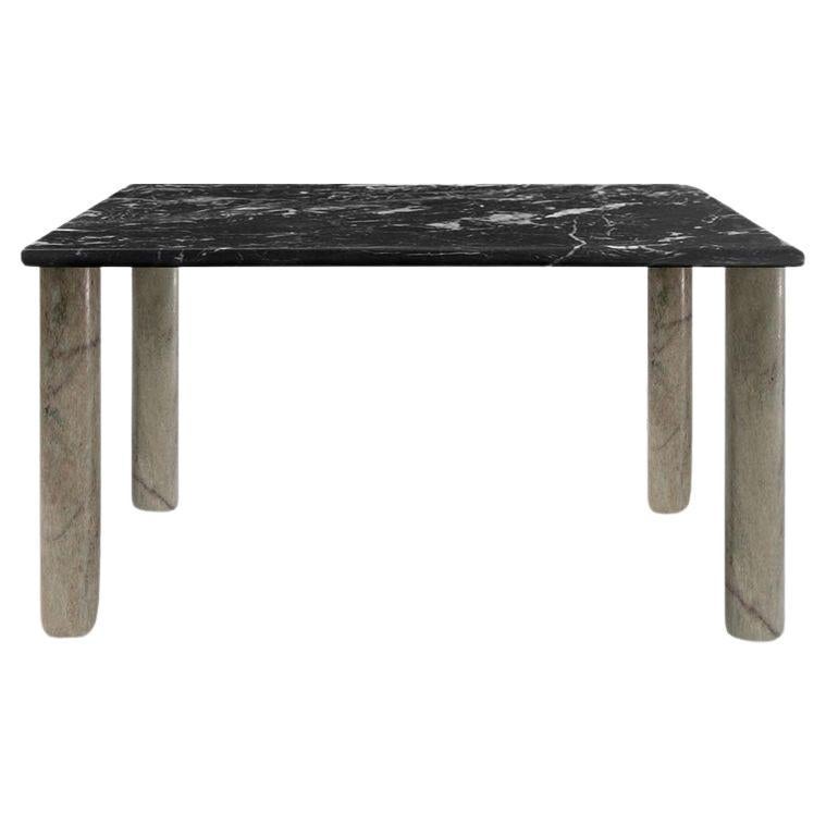 Sunday Dinner Table Black Marble Top Green Marble Legs By La Chance For Sale
