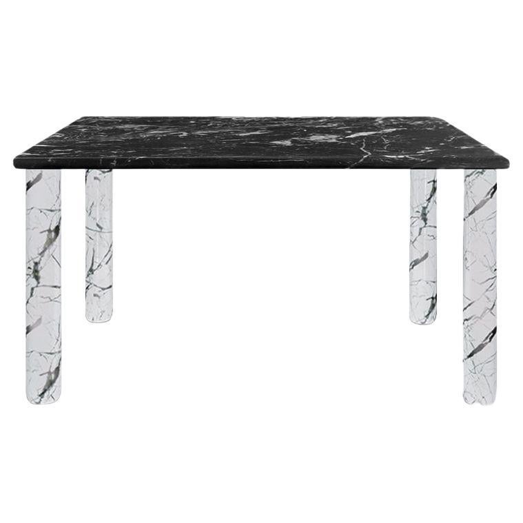 Sunday Dinner Table Black Marble Top White Marble Legs By La Chance For Sale
