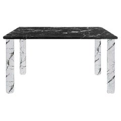 Sunday Dinner Table Black Marble Top White Marble Legs By La Chance