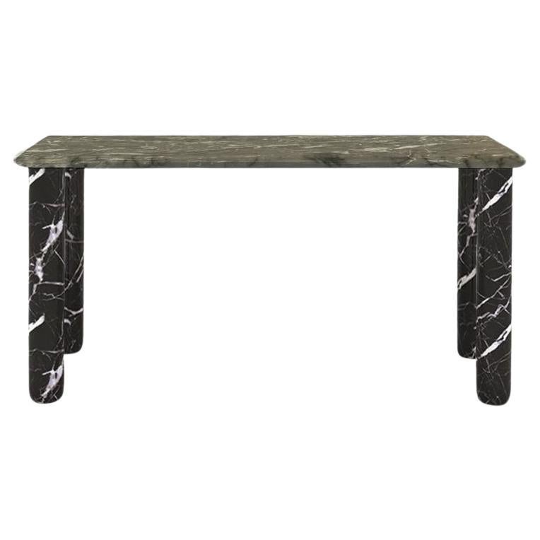 Sunday Dinner Table Green Marble Top Black Marble Legs by La Chance For Sale