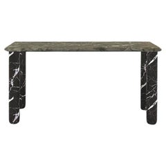Sunday Dinner Table Green Marble Top Black Marble Legs by La Chance