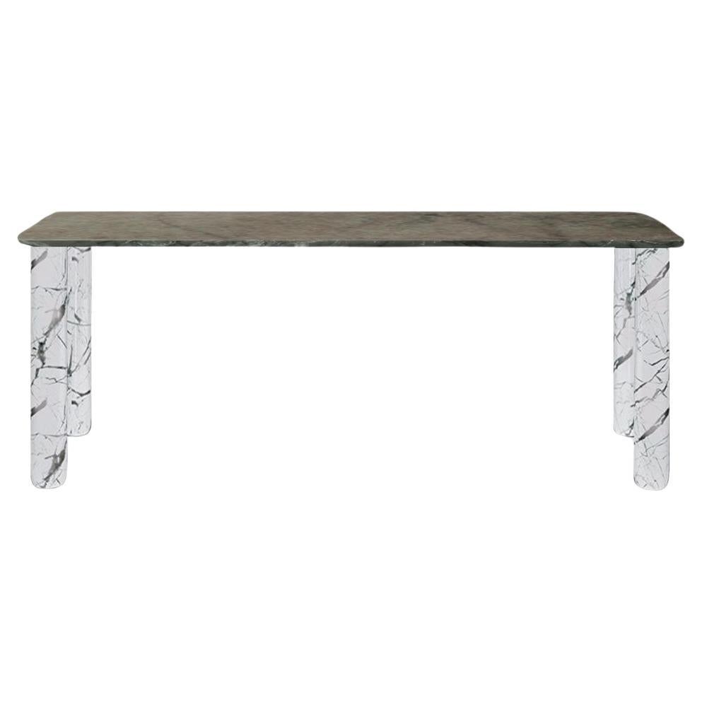 Sunday Dinner Table Green Marble Top White Marble Legs By La Chance