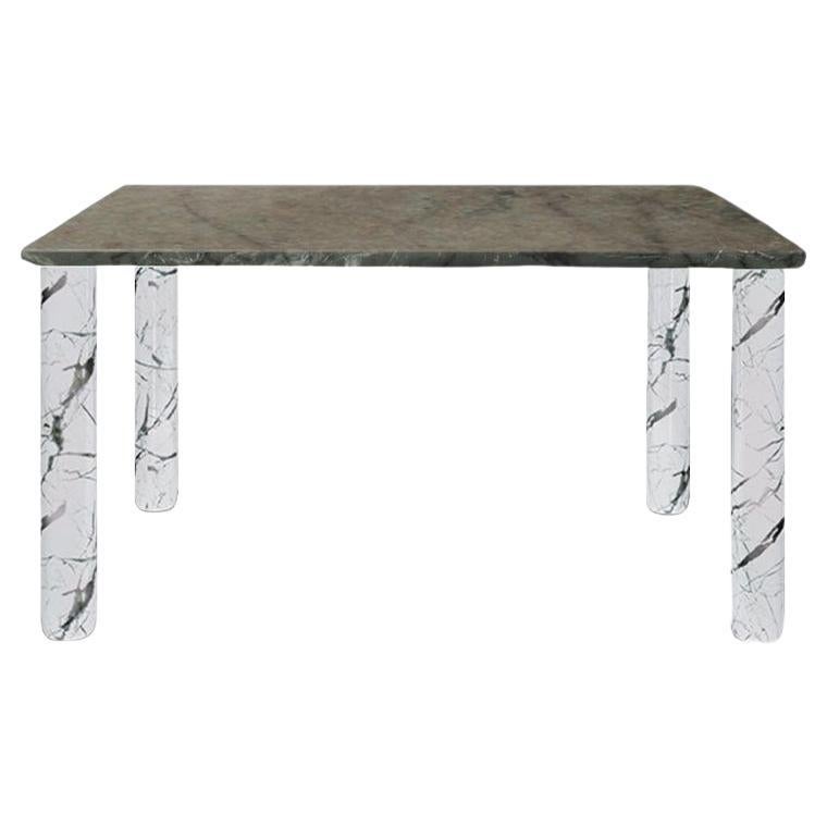 Sunday Dinner Table Green Marble Top White Marble Legs By La Chance For Sale
