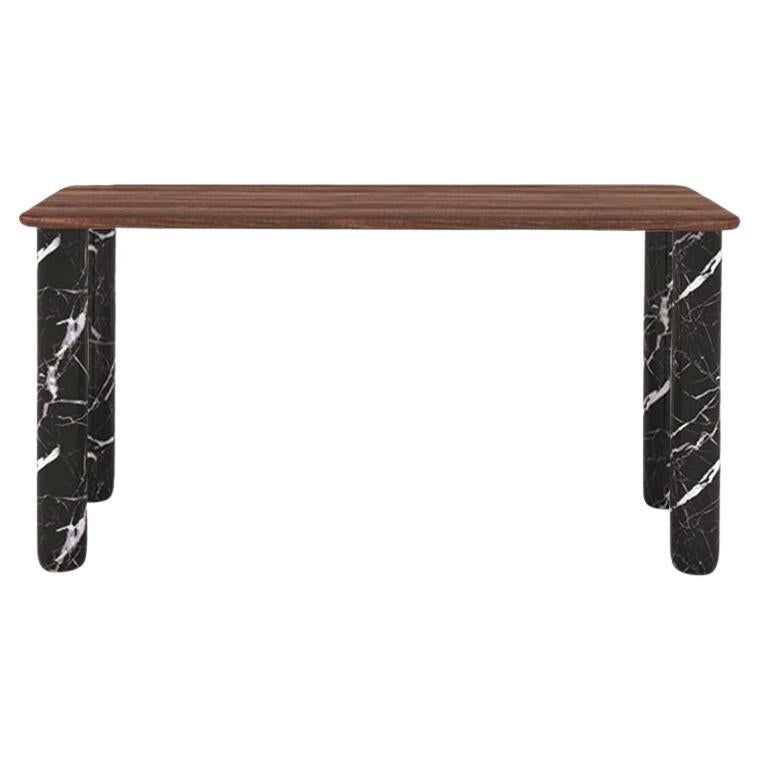 Sunday Dinner Table Walnut Top Black Marble Legs by La Chance For Sale