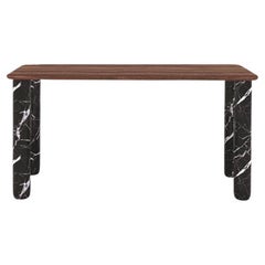 Sunday Dinner Table Walnut Top Black Marble Legs by La Chance