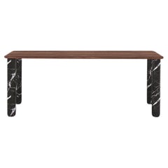 Sunday Dinner Table Walnut Top Black Marble Legs By La Chance