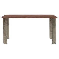 Sunday Dinner Table Walnut Top Green Marble Legs by La Chance