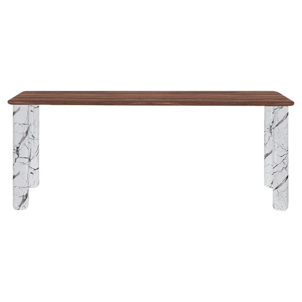 Sunday Dinner Table Walnut Top White Marble Legs By La Chance