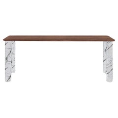 Sunday Dinner Table Walnut Top White Marble Legs By La Chance
