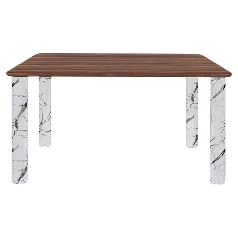 Sunday Dinner Table Walnut Top White Marble Legs By La Chance