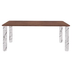 Sunday Dinner Table Walnut Top White Marble Legs By La Chance