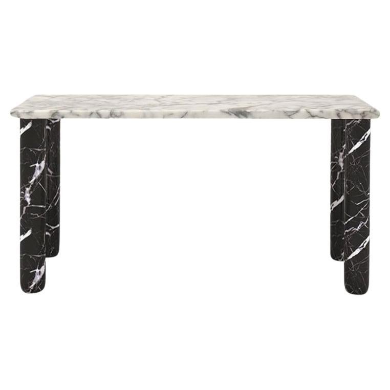 Sunday Dinner Table White Marble Top Black Marble Legs by La Chance