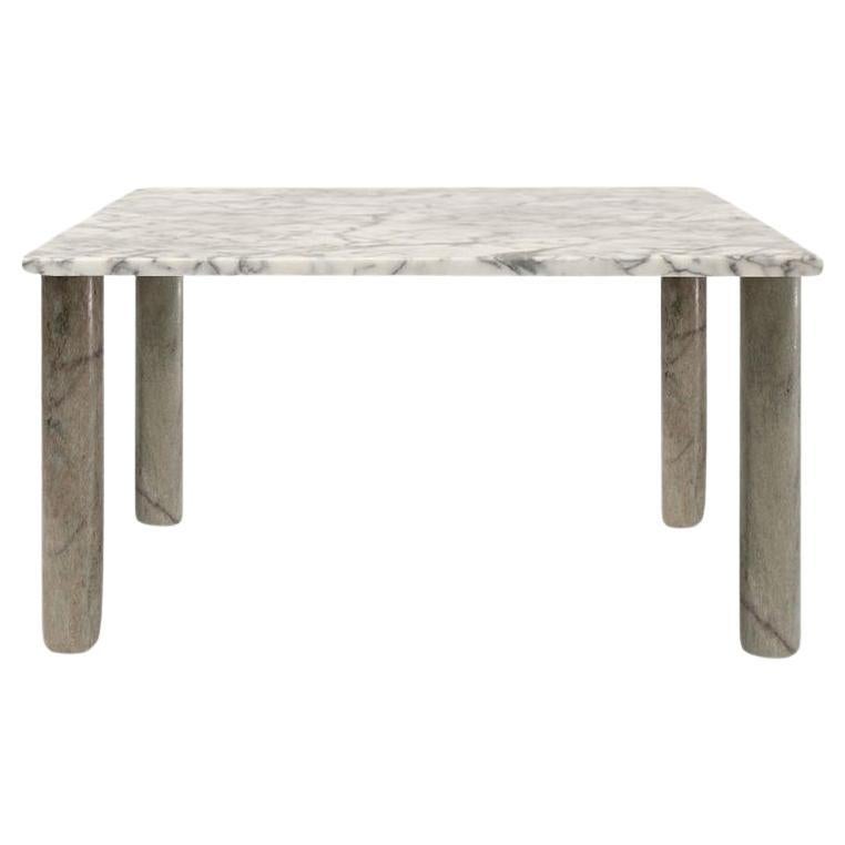 Table de salle à manger Sunday avec plateau en marbre blanc et pieds en marbre vert par La Chance en vente