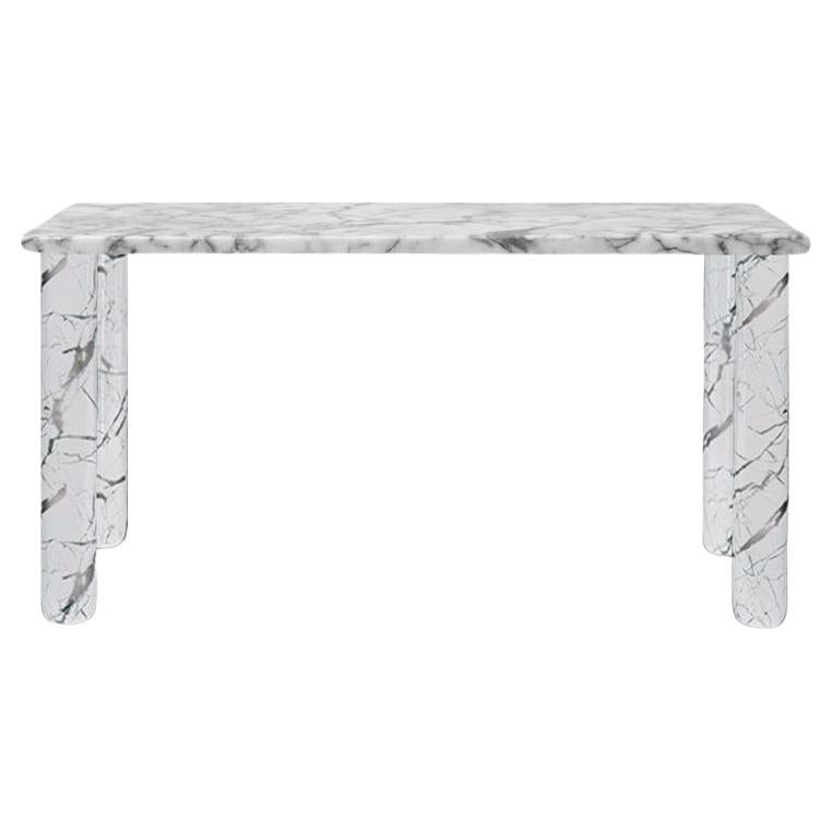 Sunday Dinner Table White Marble Top White Marble Legs by La Chance For Sale