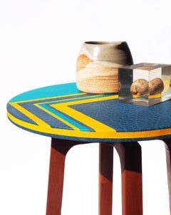 "Sunday Morning", High table, Handcrafted cherrytree with Leather Marquetry