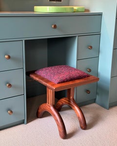Sunday stool walnut and purple boucle