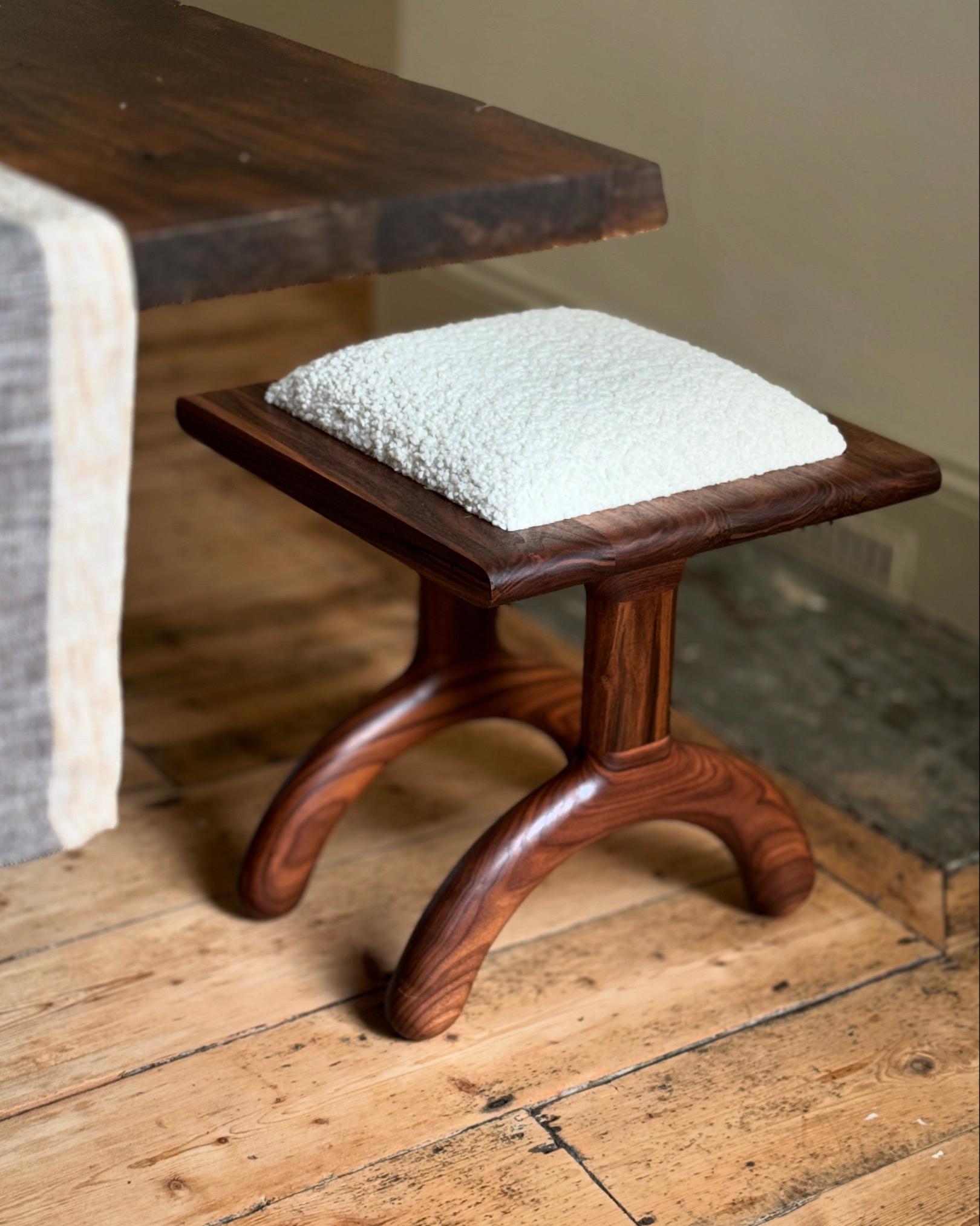 Part of the Sunday collection exclusive to Alexander & Ellis, and designed by Founder Oliver A-J, the Sunday Stool was designed and handcrafted in house with the finest Walnut and Bouclé upholstery. 

Available in other wood species’, finishes and