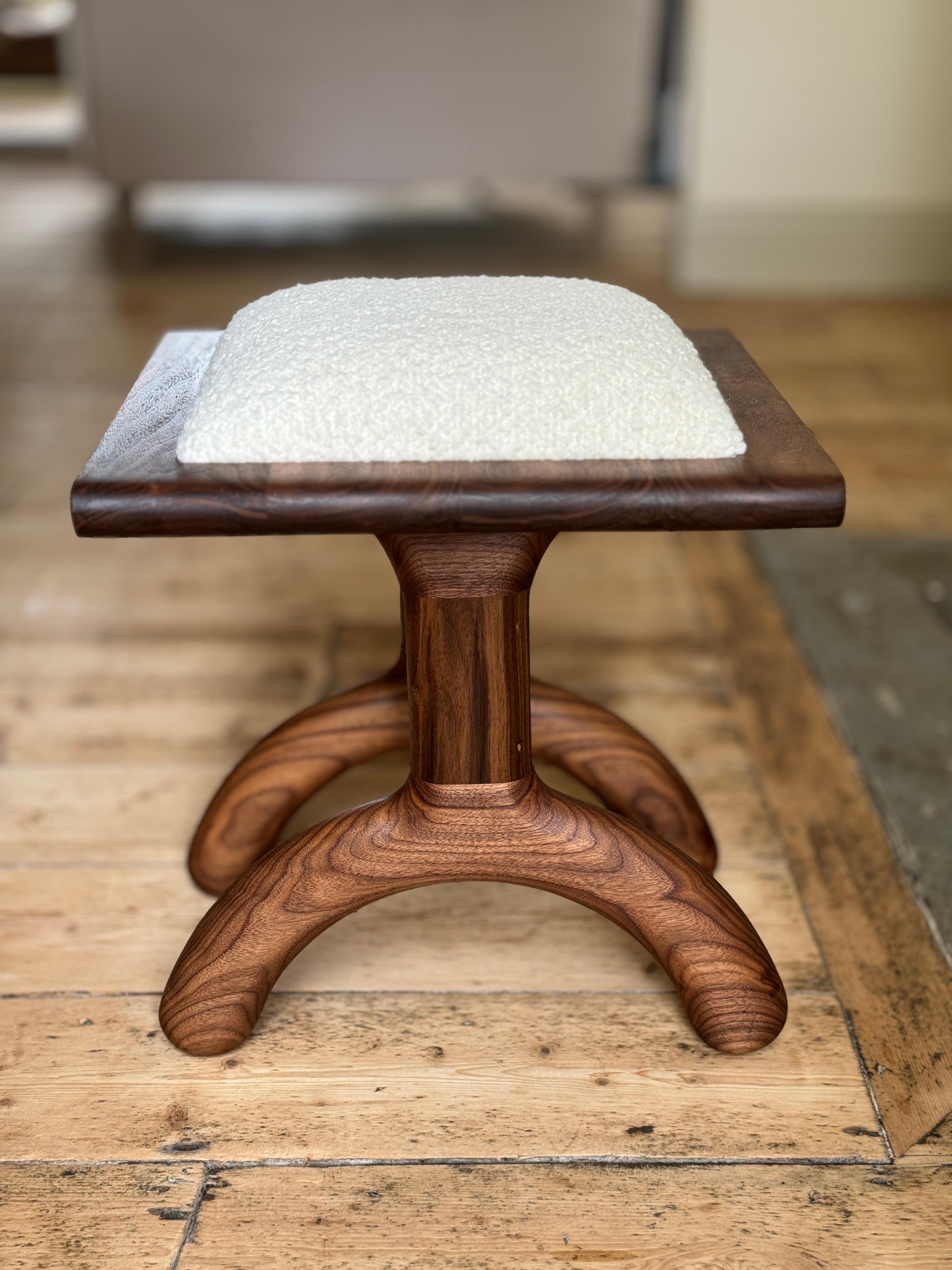 Sunday Stool walnut cream boucle In New Condition For Sale In Plymouth, GB