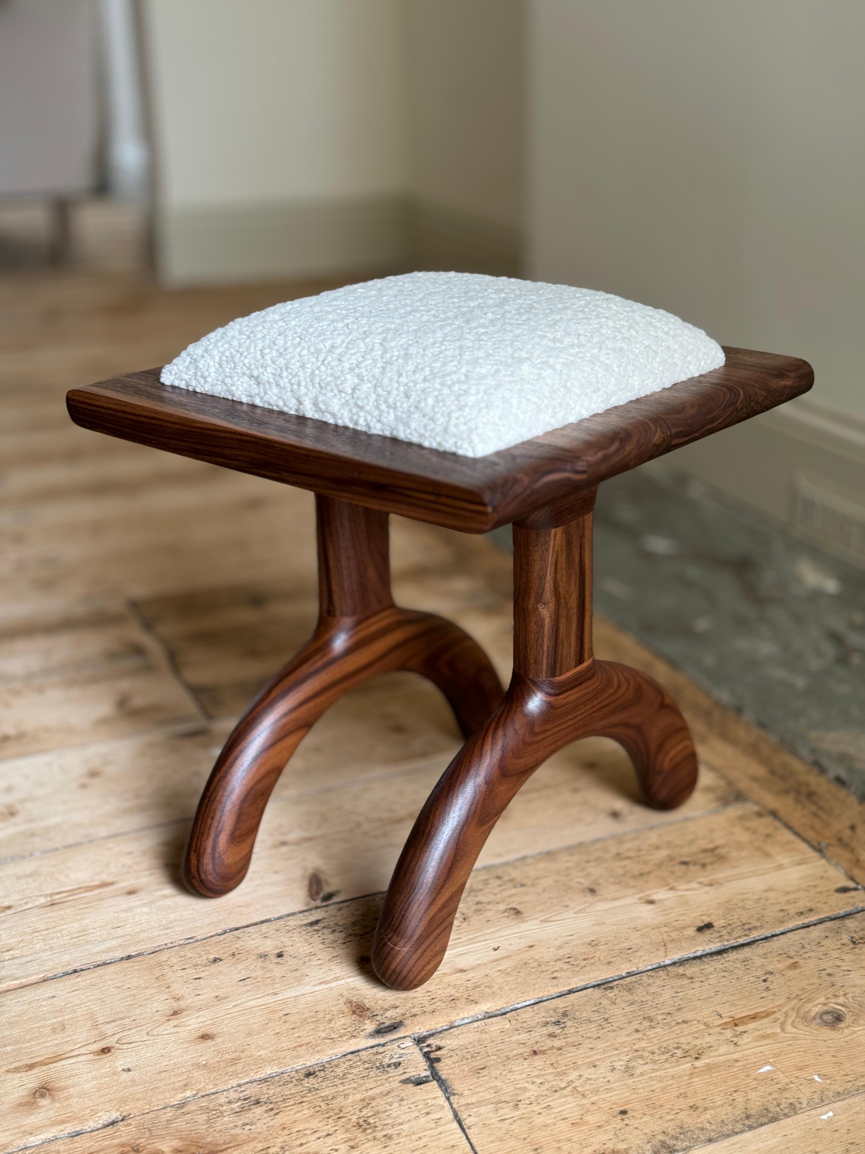 Bouclé Sunday Stool walnut cream boucle For Sale